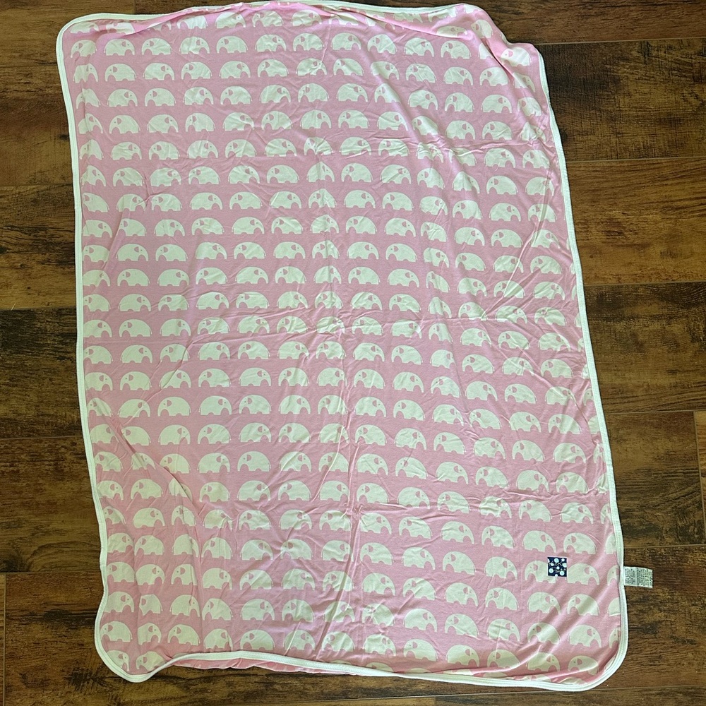 KicKee Pants Pink Elephant Stroller Blanket Viscose Bamboo Unisex Easy Care